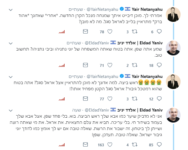 יאיר נתניהו ואלדד יניב ירדו אחד על השני לפסים אישיים שזה פשוט מביך!?