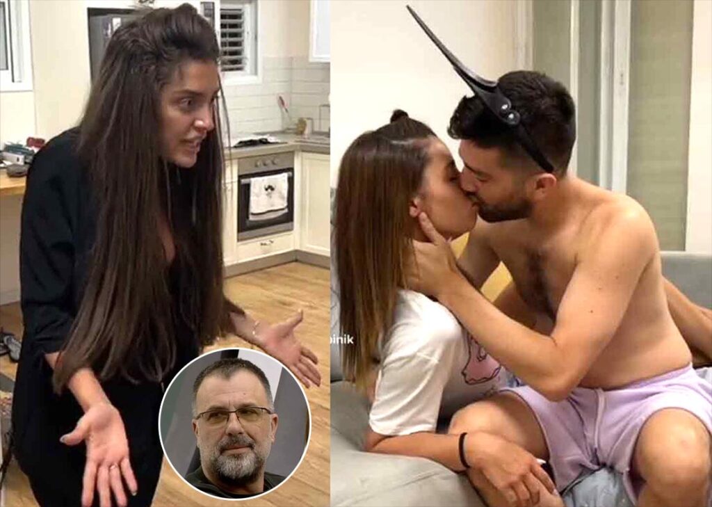 לינור סביניק תופסת את יהודה יצחקוב ואלמוג חדד בסיטואציה רומנטית